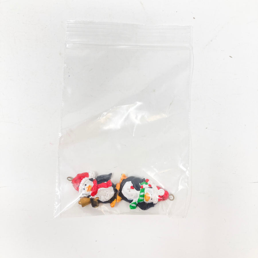 Two Miniature Flat Back Penguin Ornaments