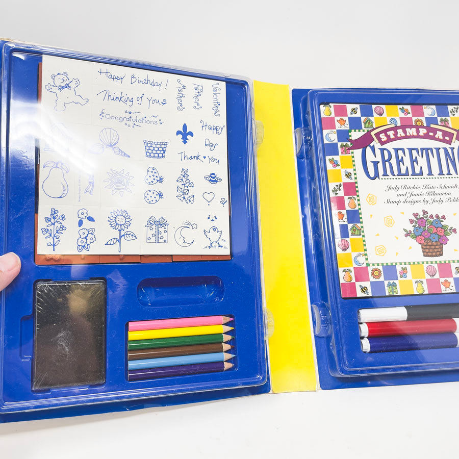 Stamp-A-Greeting Book & Rubber Stamp Kit
