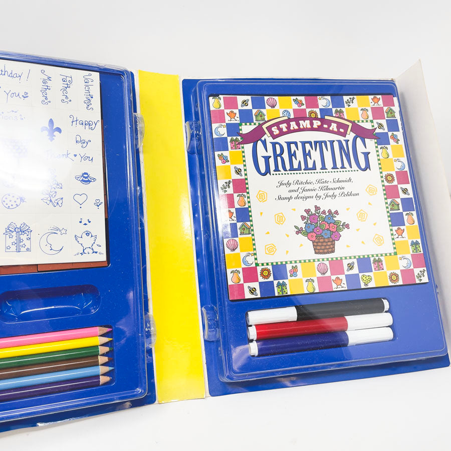 Stamp-A-Greeting Book & Rubber Stamp Kit