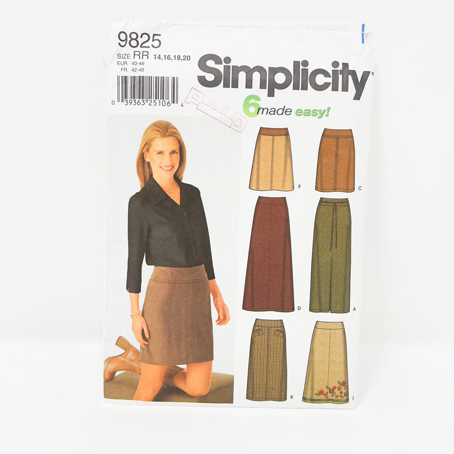 Simplicity 9825 Sewing Pattern - Skirt (14-20) - 2001