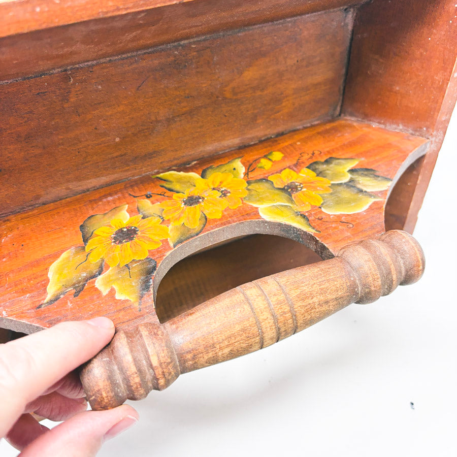 Hand Painted Canted Side Wood Cutlery Tray