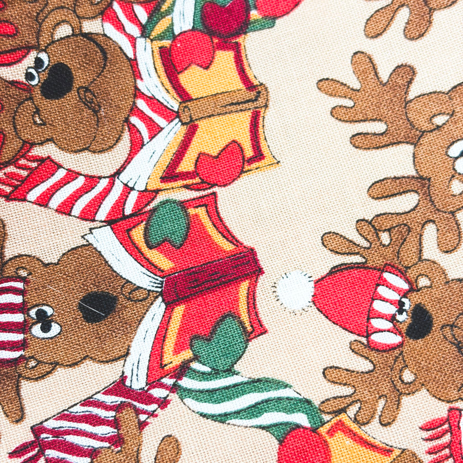 1 yd x 42" Cartoon Reindeer & Santa Fabric