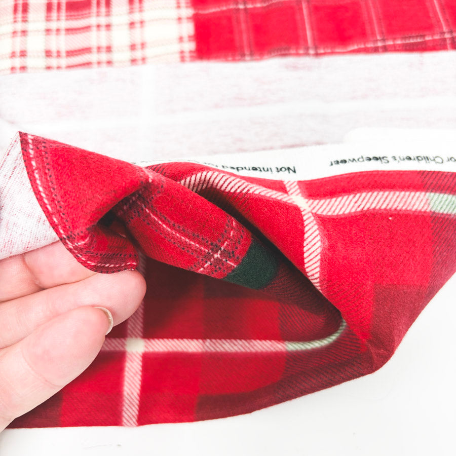 33" x 40" Stiff Flannel Holiday Plaid Panels Fabric