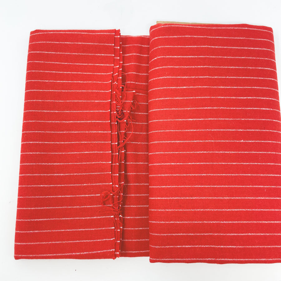 1 Yard Red and White Striped Woven Fabric