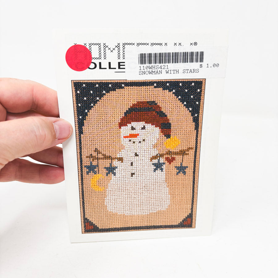 Homespun Collectibles Snowman Cross Stitch Pattern Half Cards