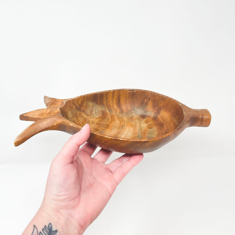 Wood Pineapple Bowl MCM Vintage