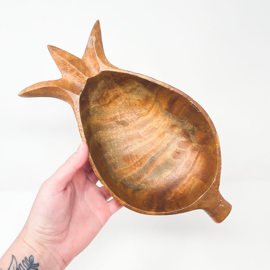 Wood Pineapple Bowl MCM Vintage