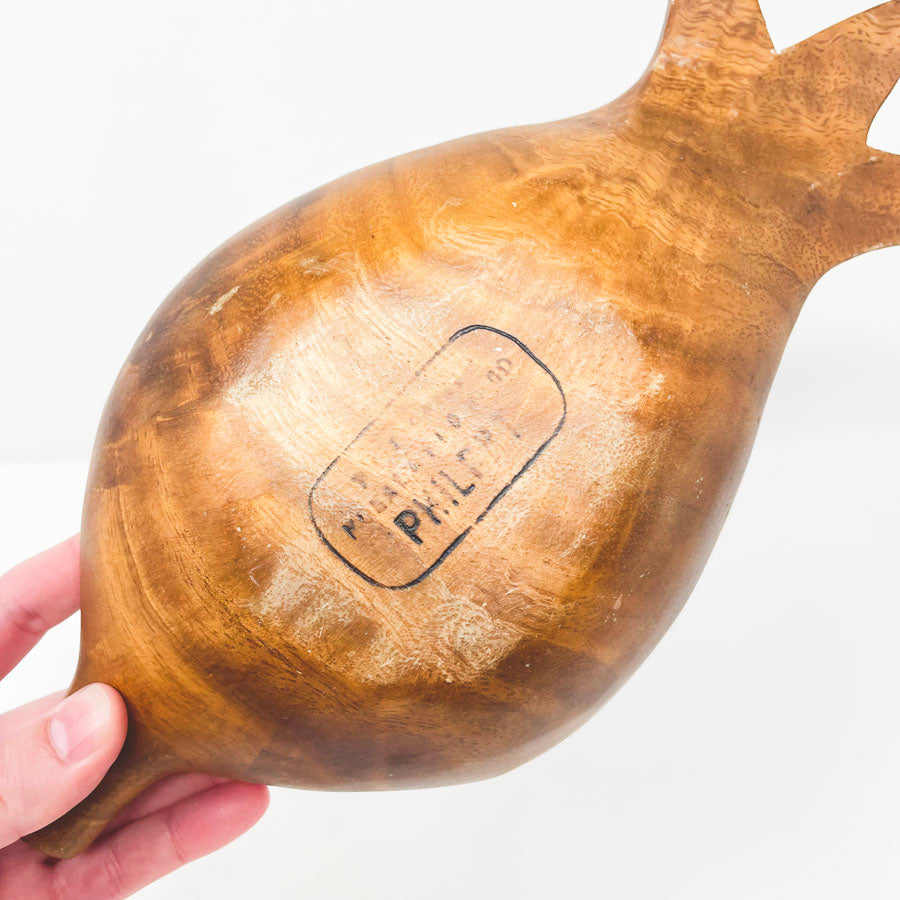 Wood Pineapple Bowl MCM Vintage