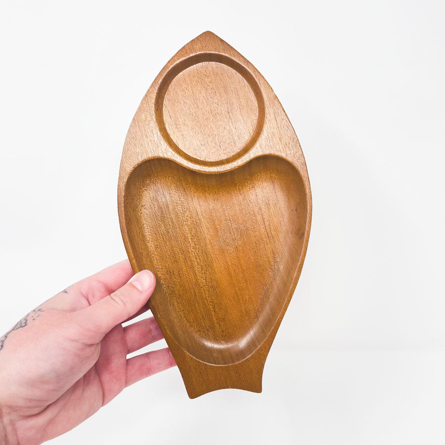 MCM African Walnut Fish Snack Tray