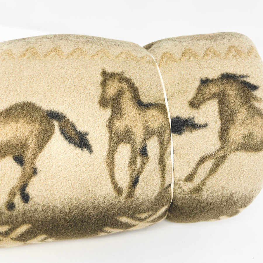 58" x 41" - Army Green Fleece - Horse Theme