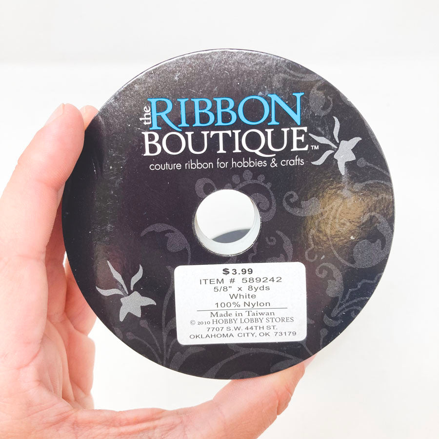 The Ribbon Boutique-White 5/8"