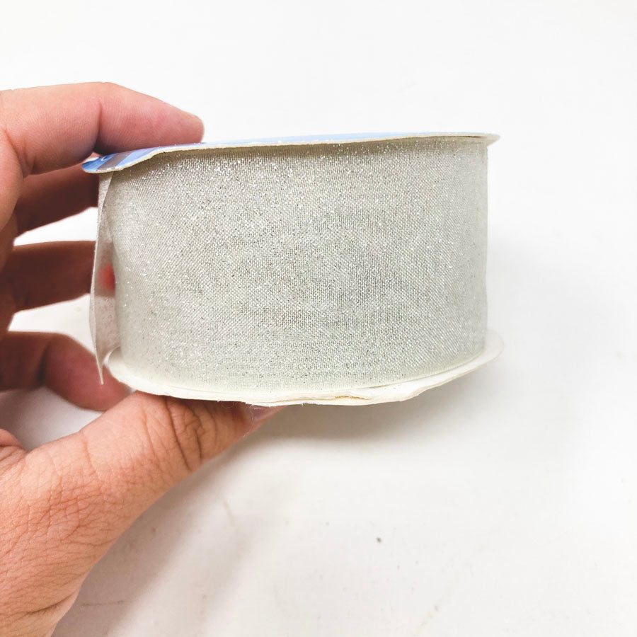 Casa Collection- Sheer with glitter ivory 1 1/2"
