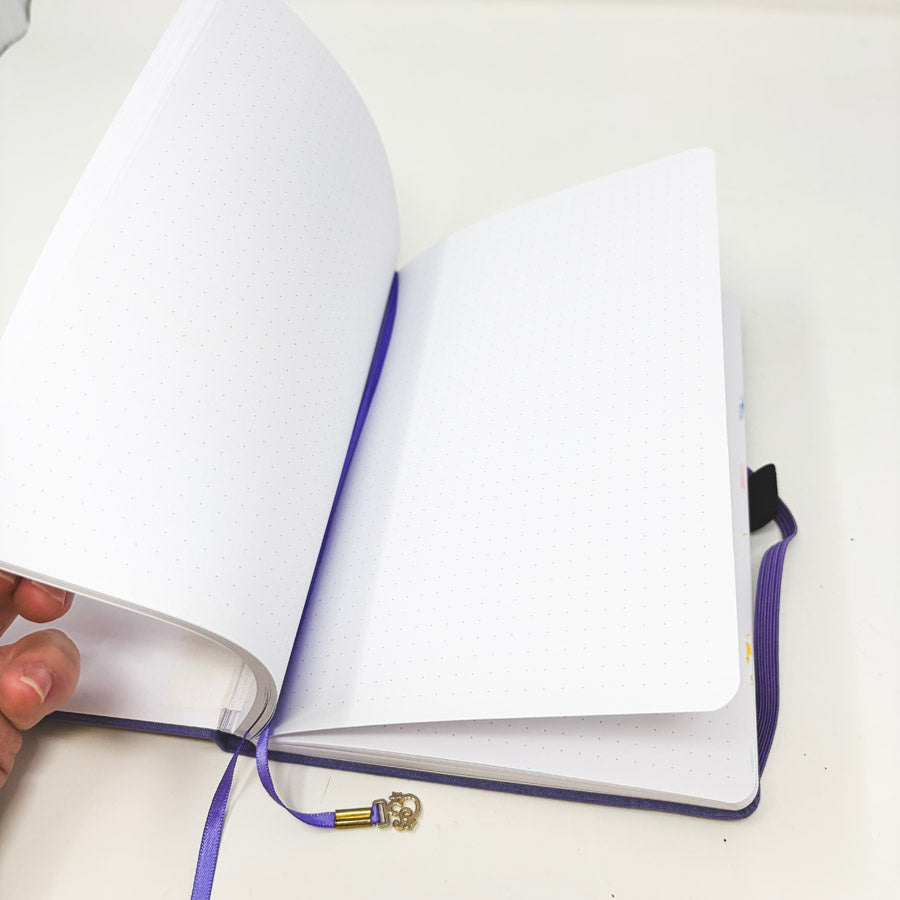 Lilac Fabric Cover Notebook with Dot Grid Pages