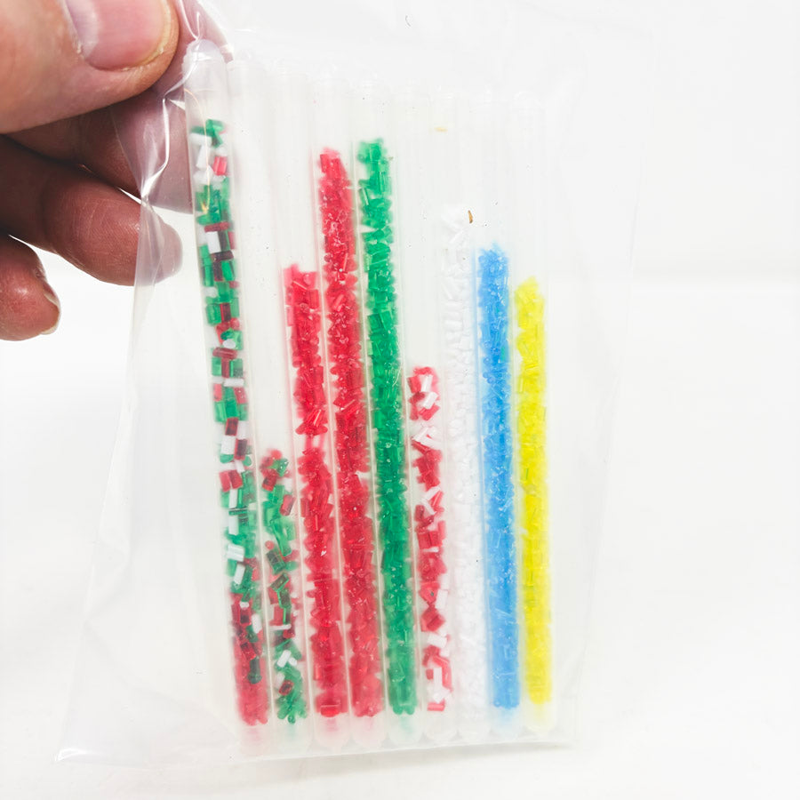 Bundle of Plastic Beads in Tubes
