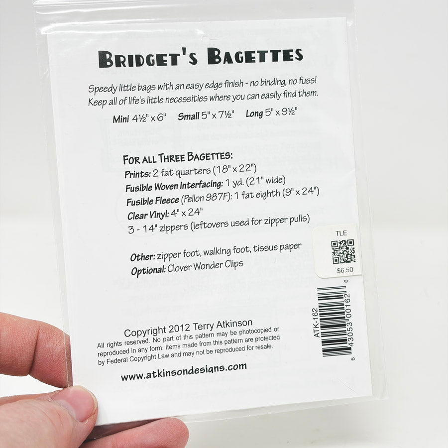 Bridget's Bagettes Sewing Pattern by Atkinson Designs