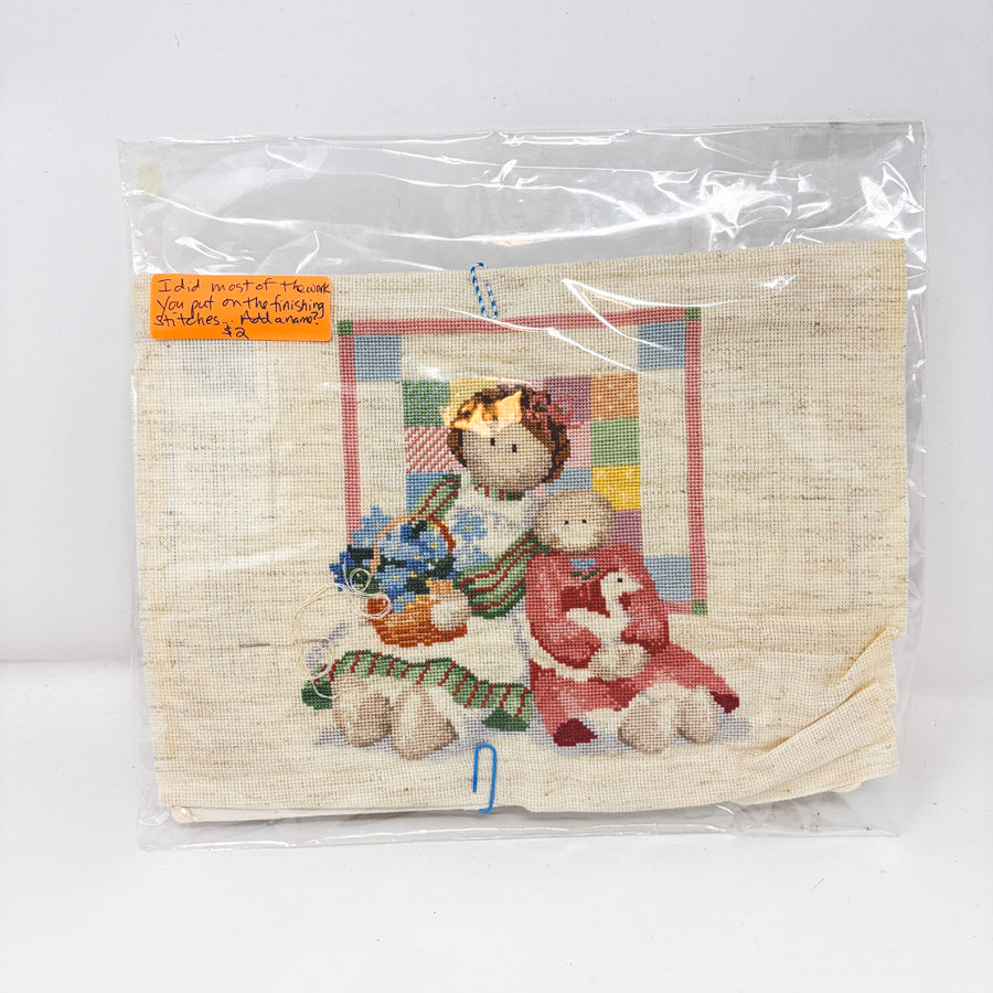 Sarah's Friends Cross Stitch Start and Pattern - Unfinished Project