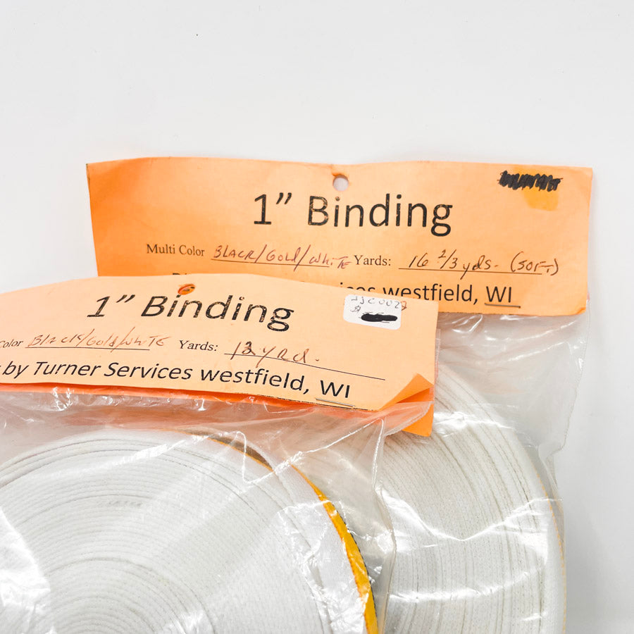 1" Binding Bundle - Black Gold White Strip