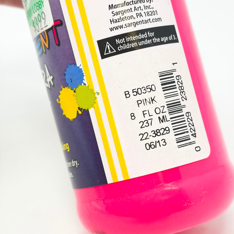 Fluorescent Pink Tempera Paint by Sargent Art