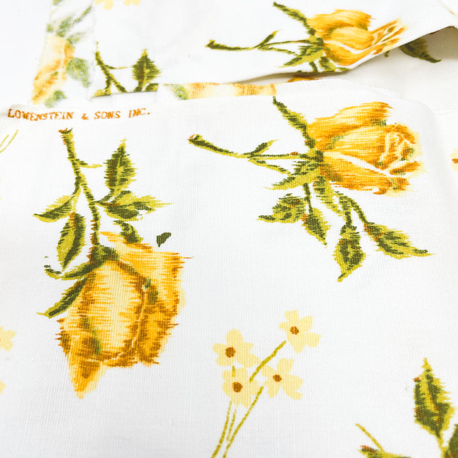 1 yd x 50" - Vintage Yellow Rose Fabric