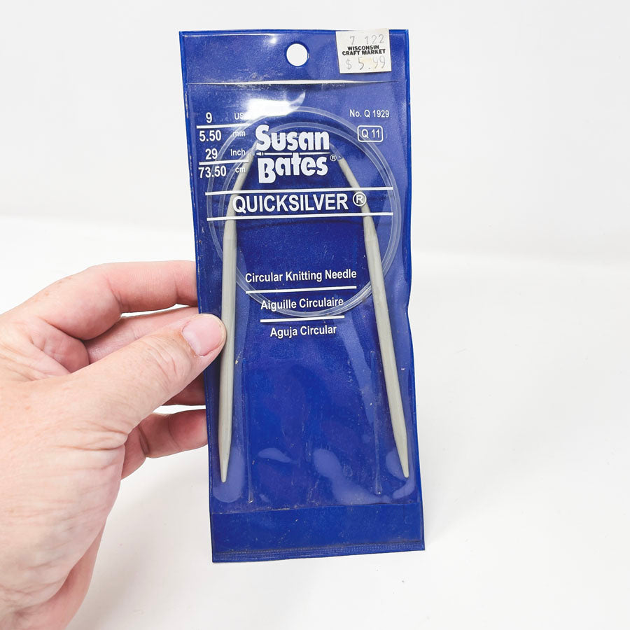 29" - Size 9 - Susan Bates Quicksilver Circular Knitting Needle
