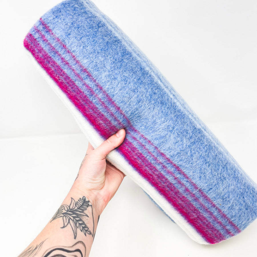 Appx 2 Yds Blue/Pink Striped Fleece