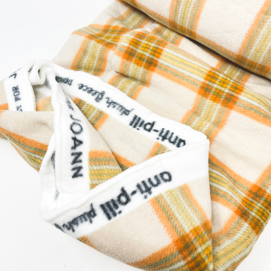 Appx 2 Yds Orange Plaid Fleece