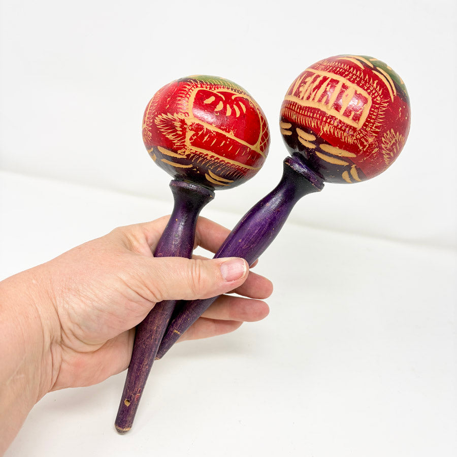 Guatemala Hand-Carved Wooden Maracas