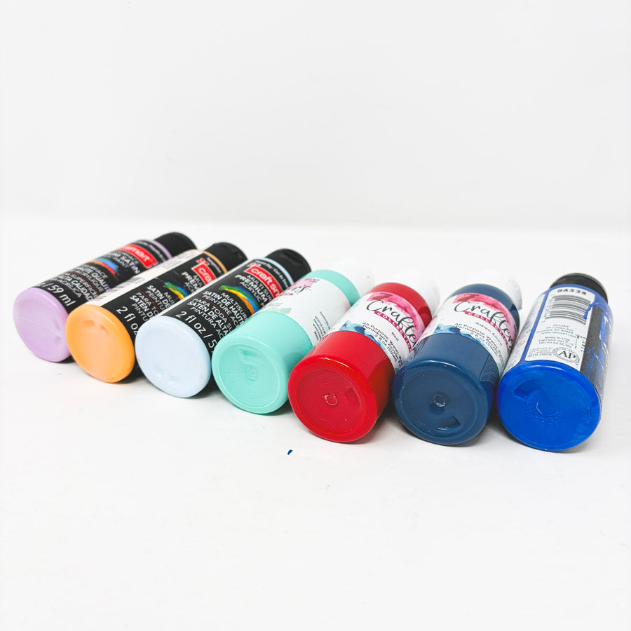 2 oz Acrylic Paint Bundle - 7 Assorted Colors