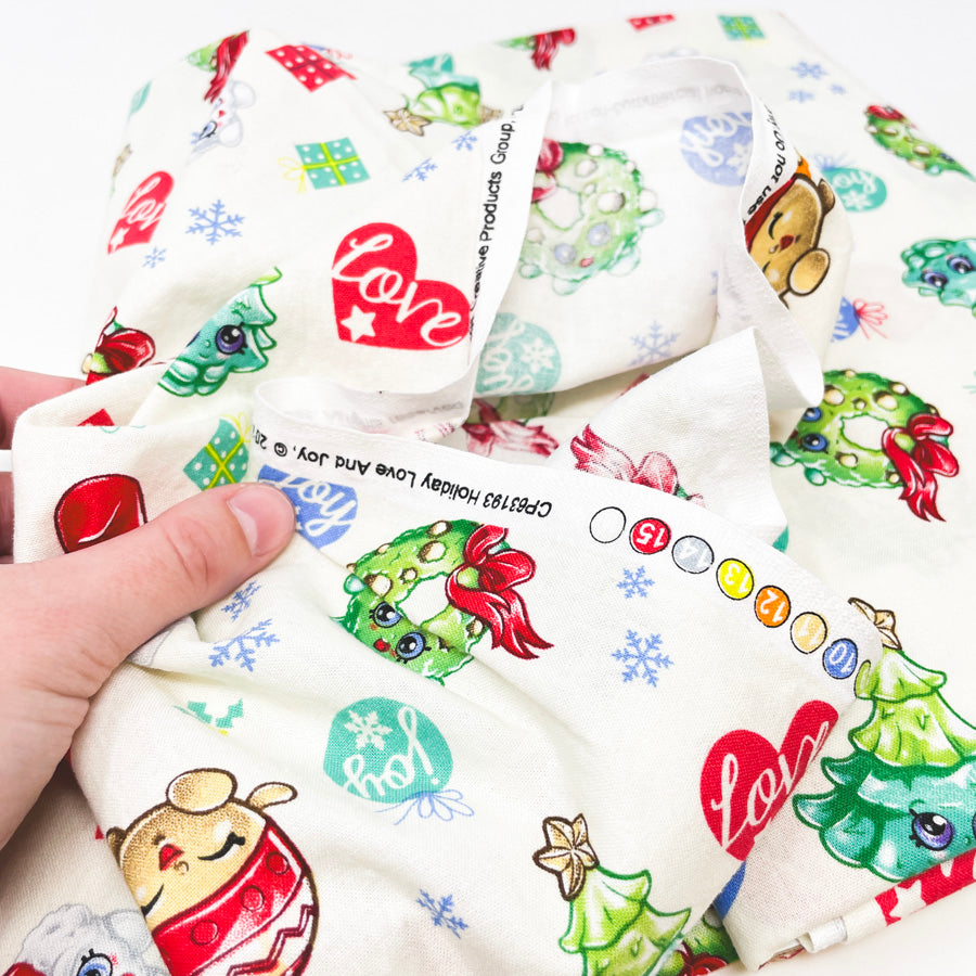 Appx 2 Yds Christmas Shopkins Cotton Fabric