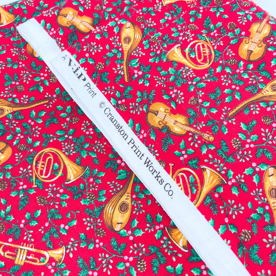Appx 2 Yds Holiday Instruments Cotton (Blend?) Fabric