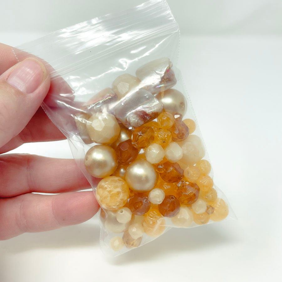 Bundle of Amber Colored & Pearlized Beads