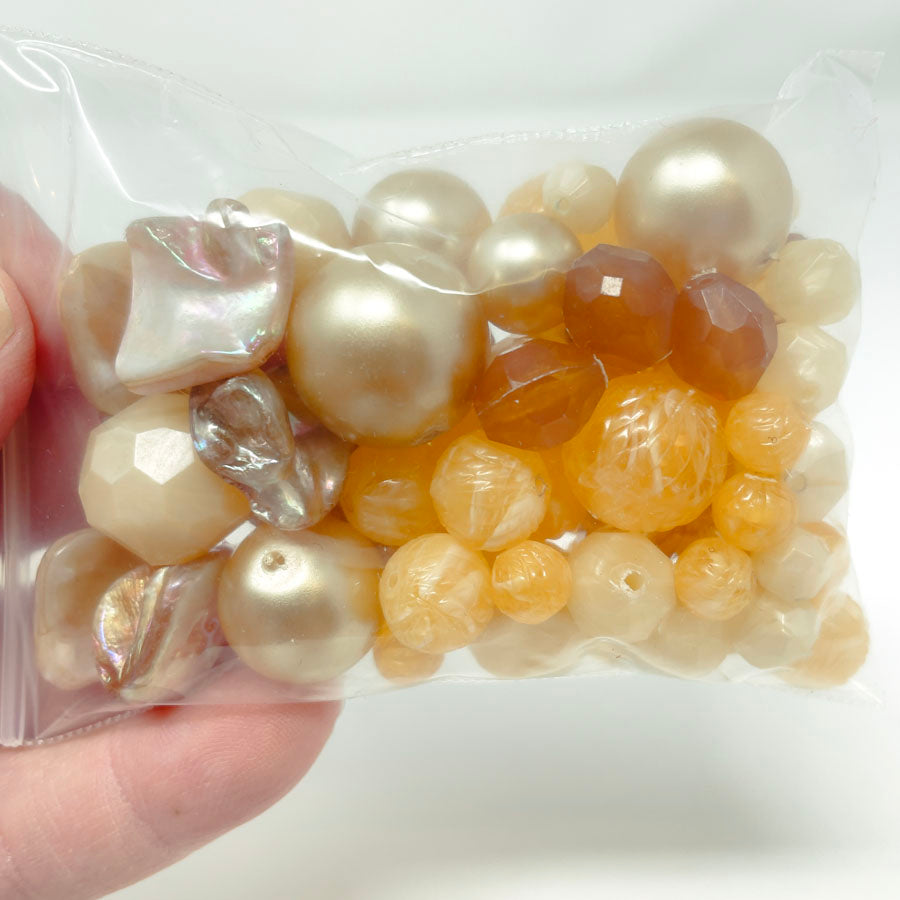 Bundle of Amber Colored & Pearlized Beads