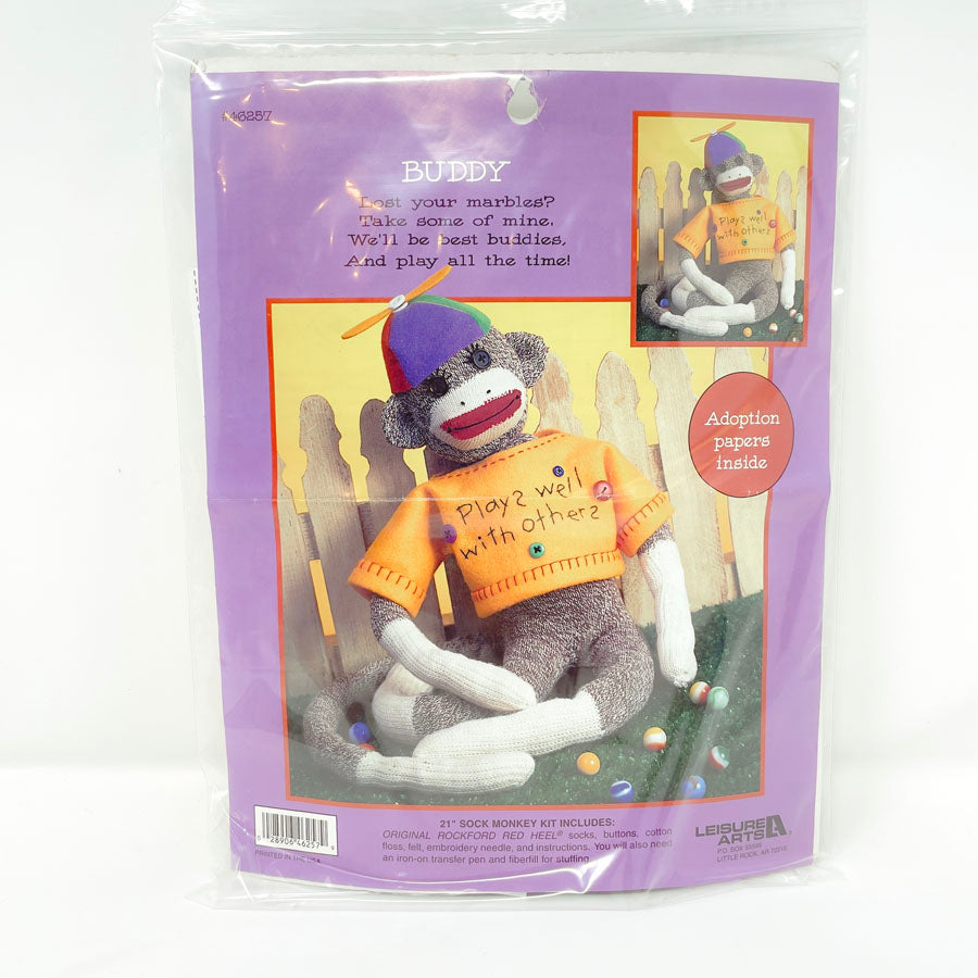 Vintage Leisure Arts Buddy Sock Monkey Kit