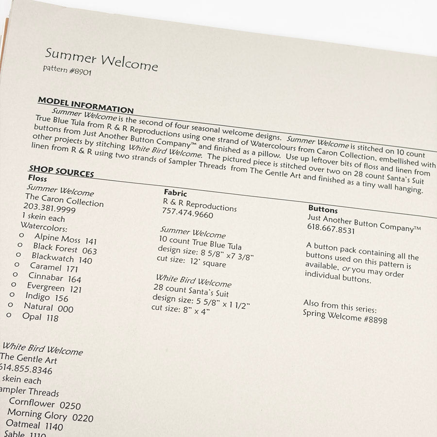 Summer Welcome – Sam Sarah Cross Stitch Pattern