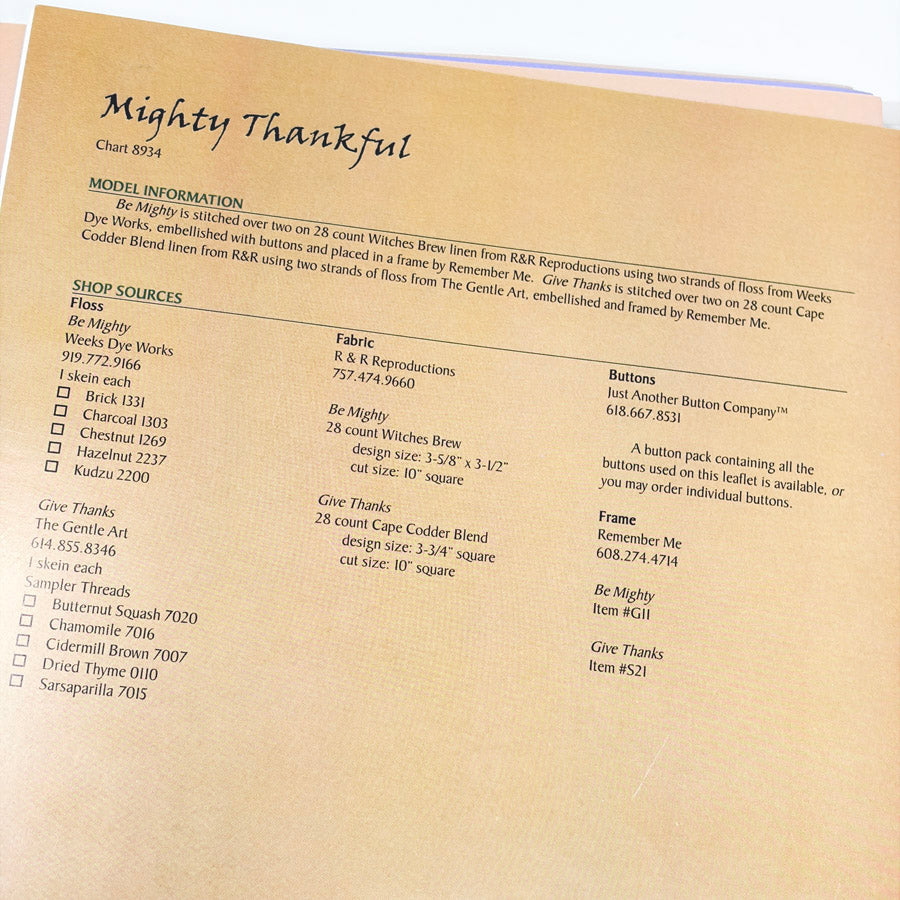 Mighty Thankful – Sam Sarah Cross Stitch Pattern