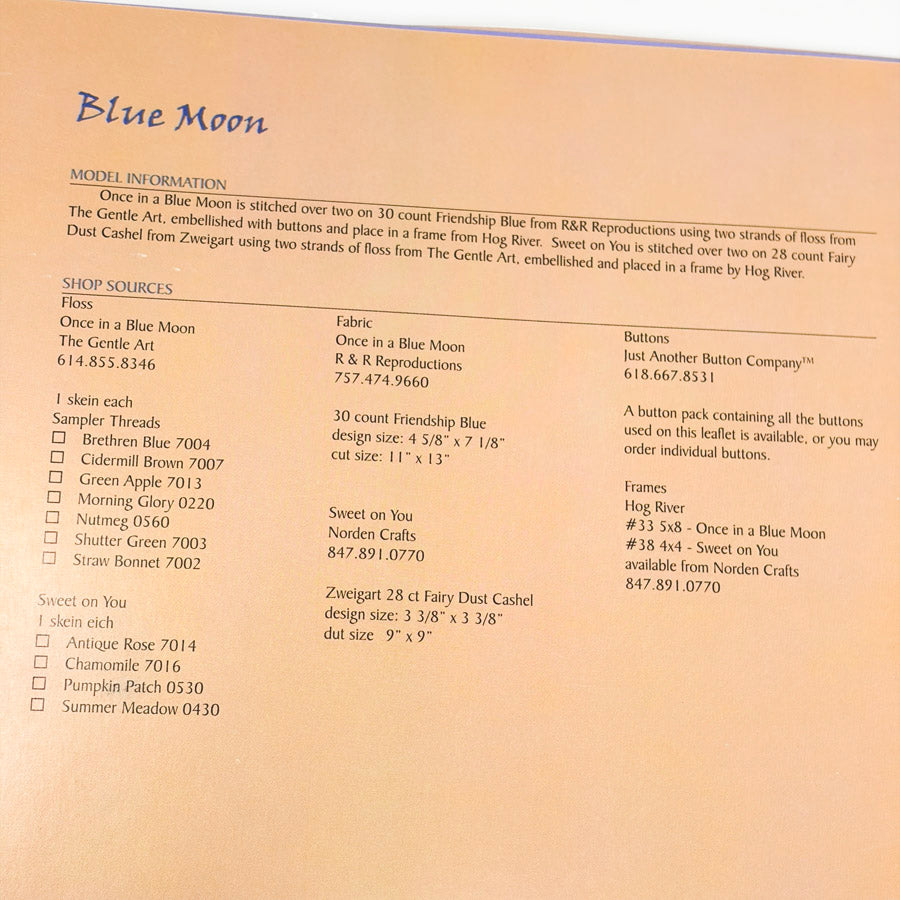 Blue Moon – Sam Sarah Cross Stitch Pattern