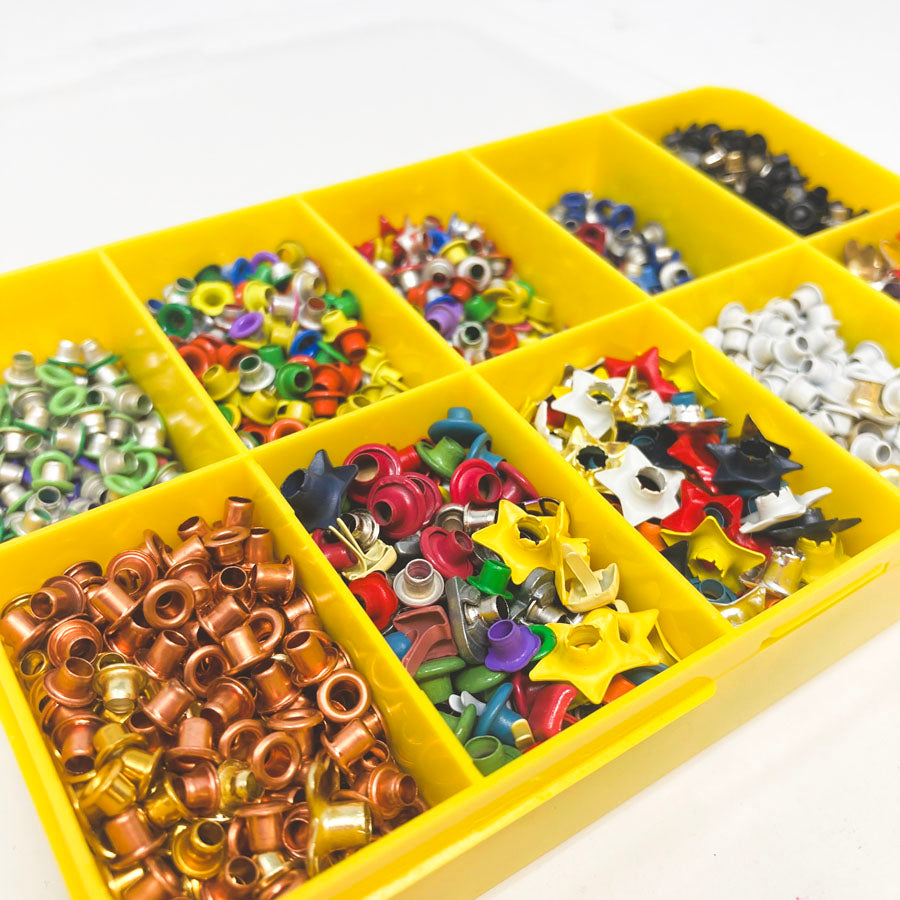 Container of different eyelets