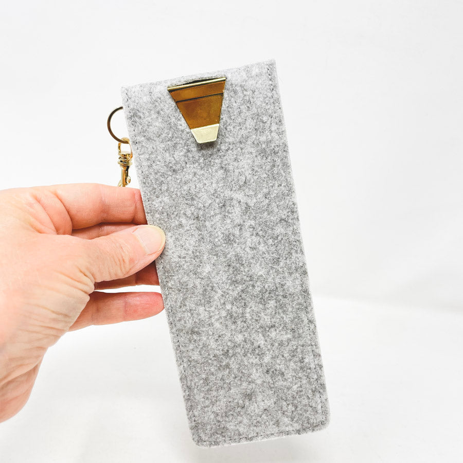 Grey Felt Case with Brass Accents