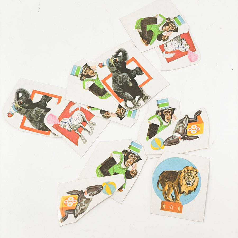 Cut Vintage Eureka Stickers - Circus Animals