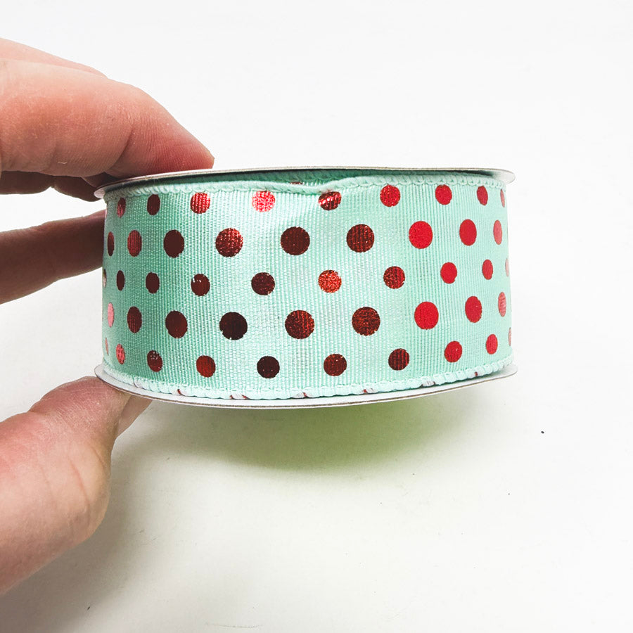 Celebrate It Blue/Red Polka Dot Christmas Ribbon