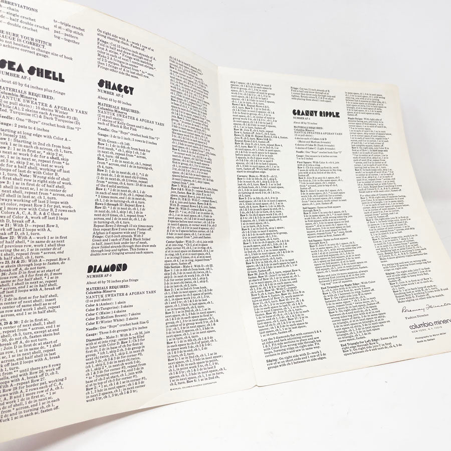 Columbia Minerva Afghans Pattern Leaflet 2522 - 1970