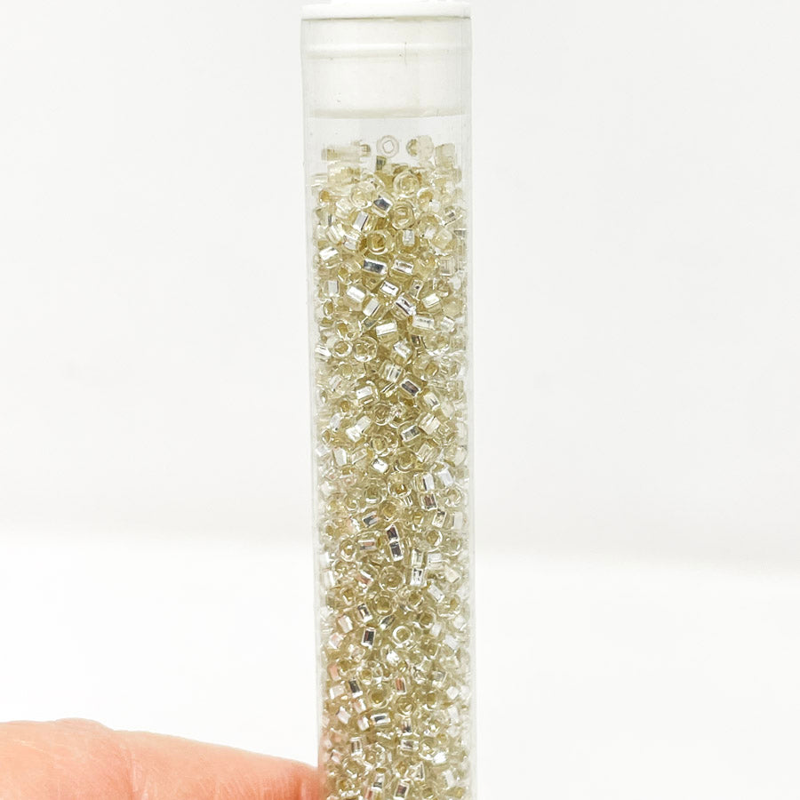 White Iridescent Seed Bead Tube