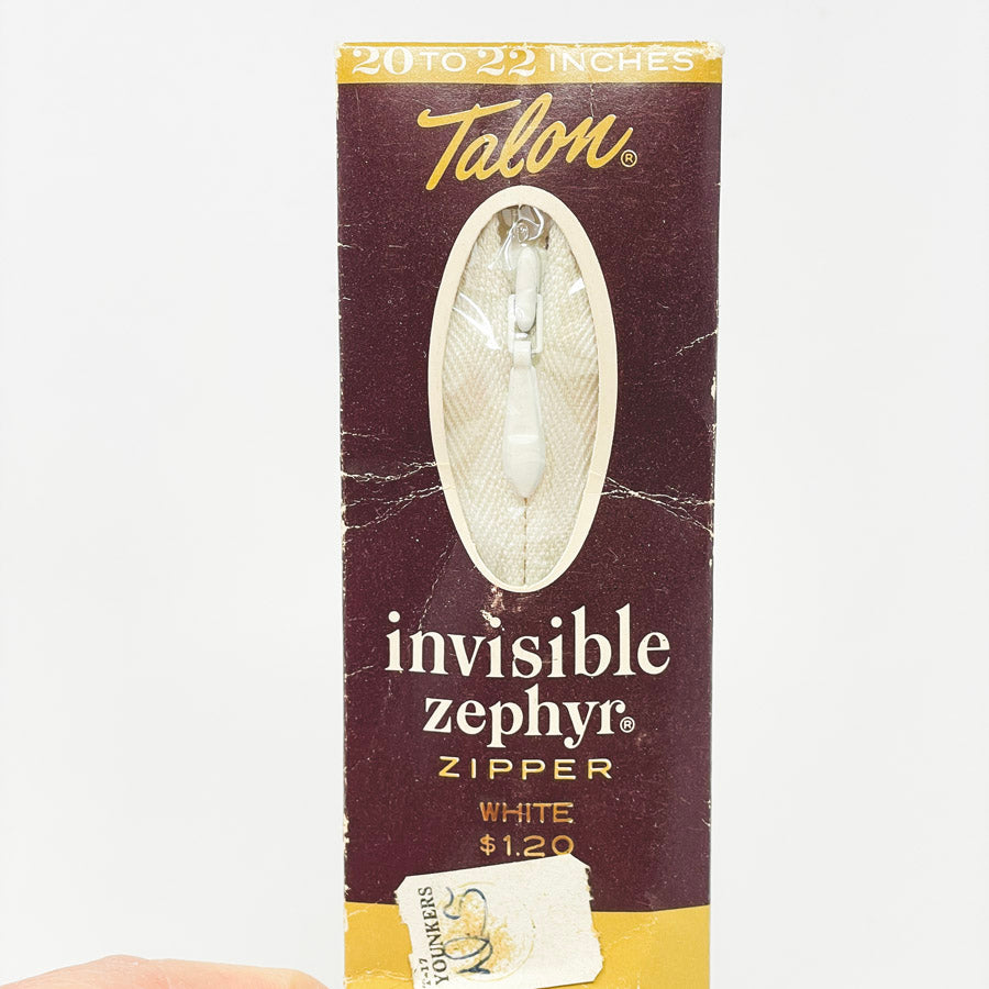 Talon Invisible Zephyr Zipper White 20-22" (1)