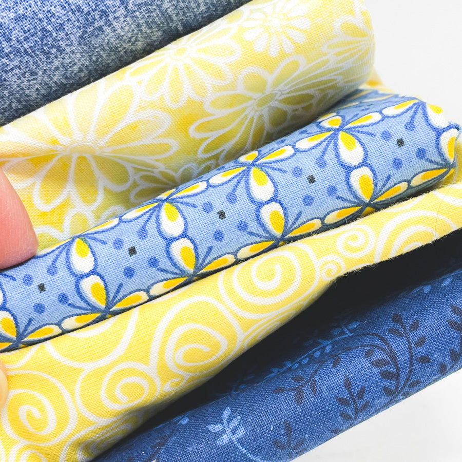 Blue & Yellow Fabric Remnant Bundle