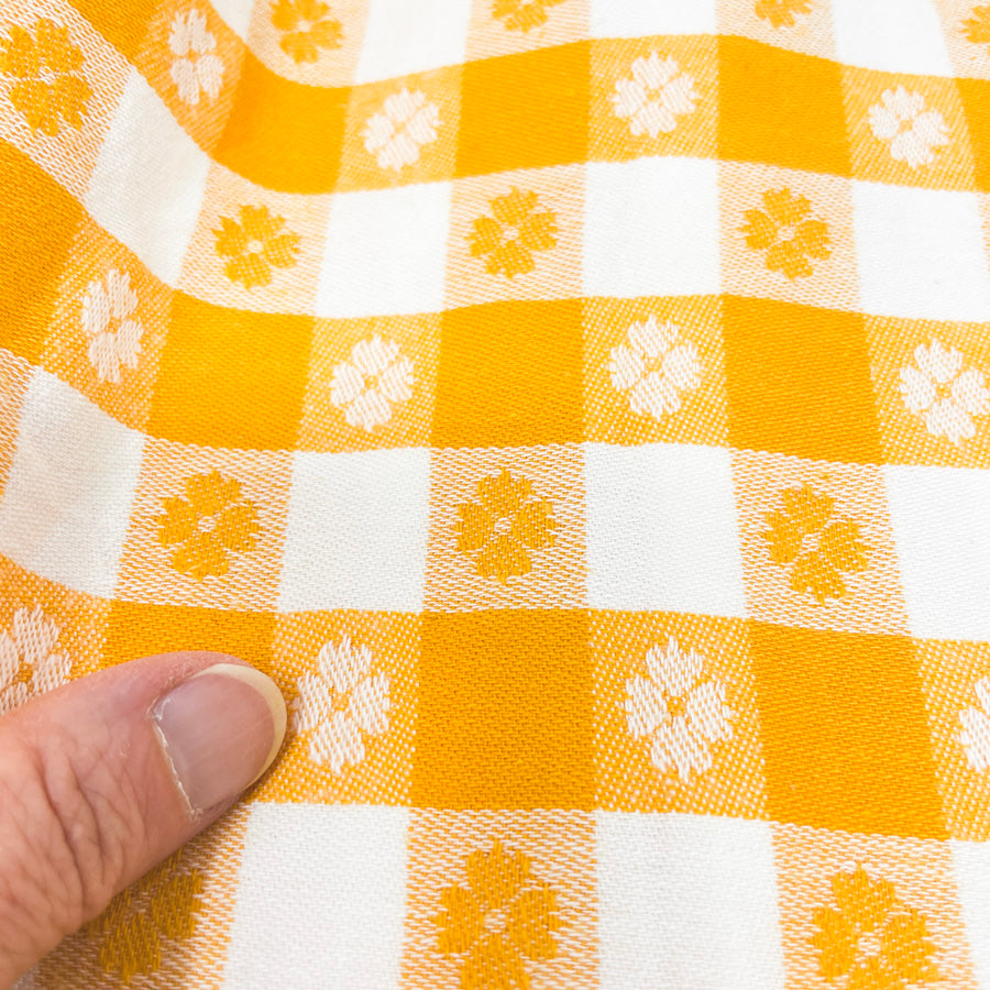 33" x 50" Yellow Yarn-Dyed Gingham Fabric Remnant