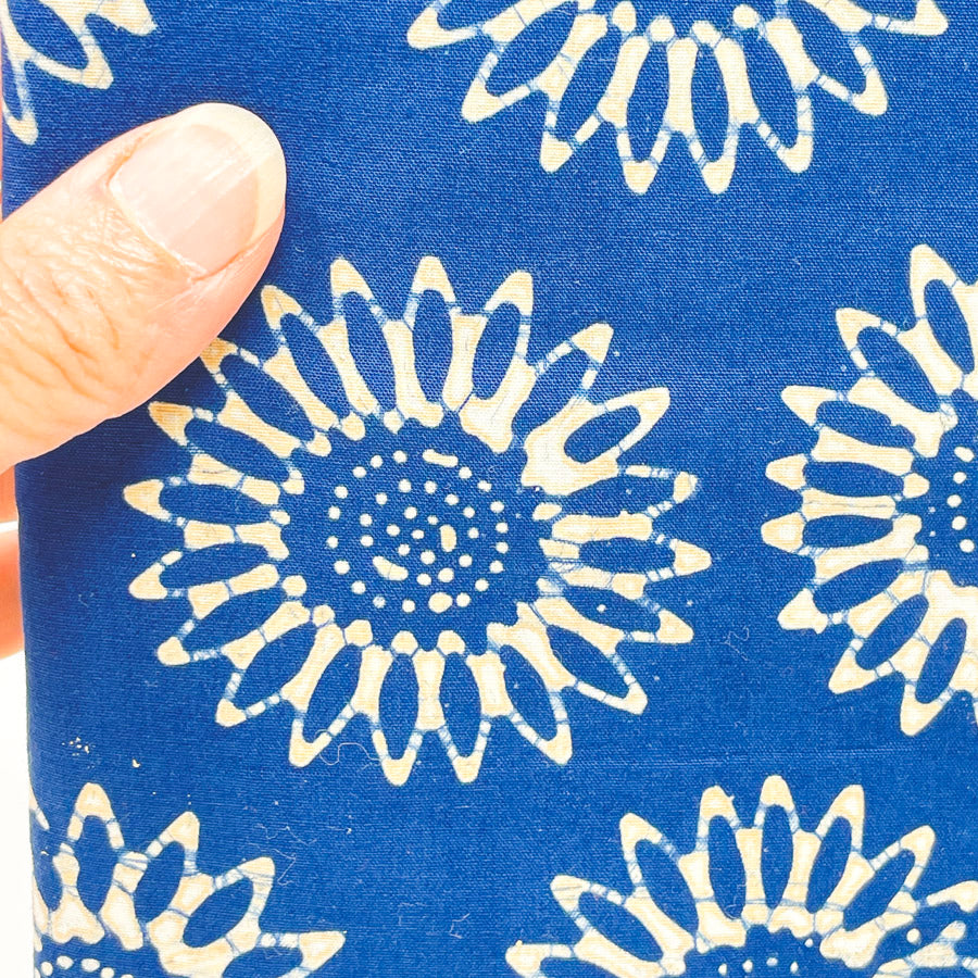1.5 Yds x 44" Navy Batik Floral Cotton Fabric