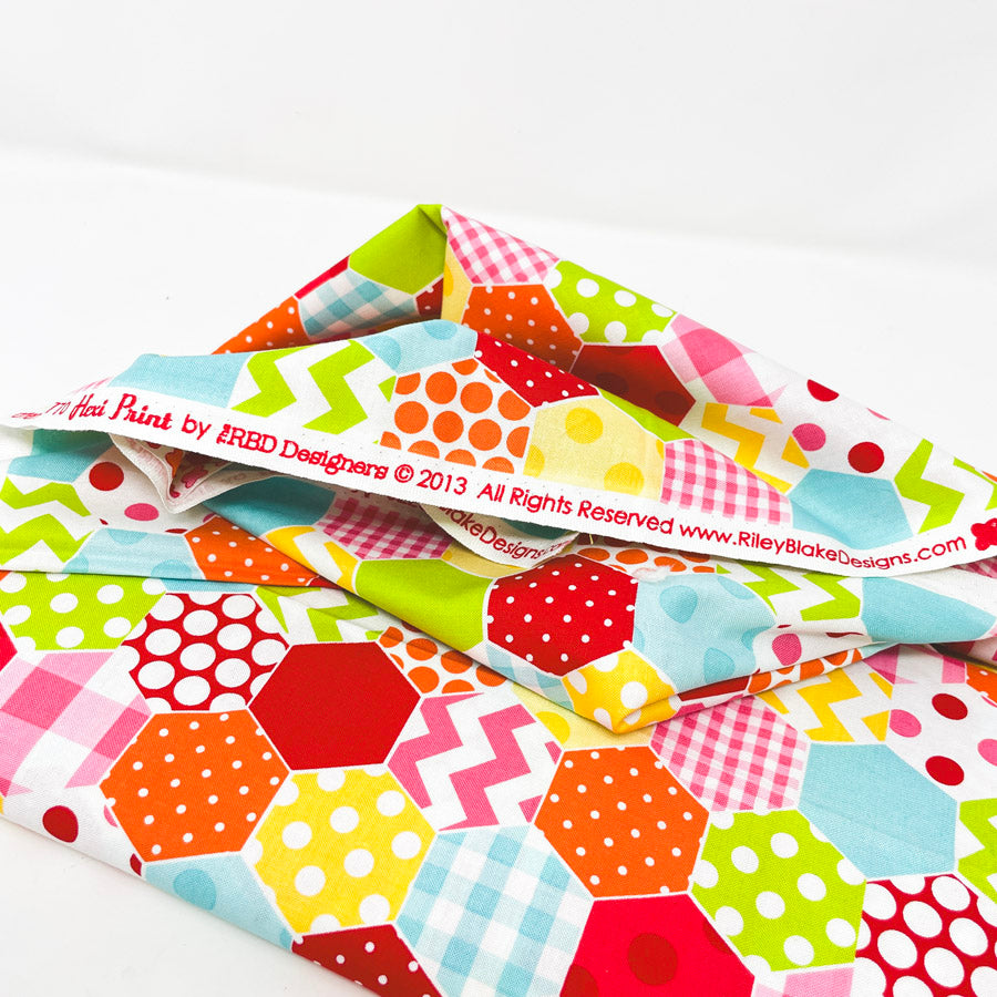 2 Yds x 42" Hexi-Print Colorful Cotton Fabric
