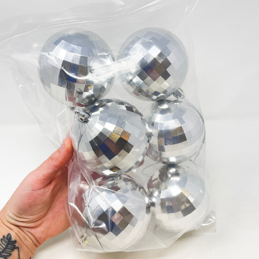 Silver Mirror Ball Ornaments
