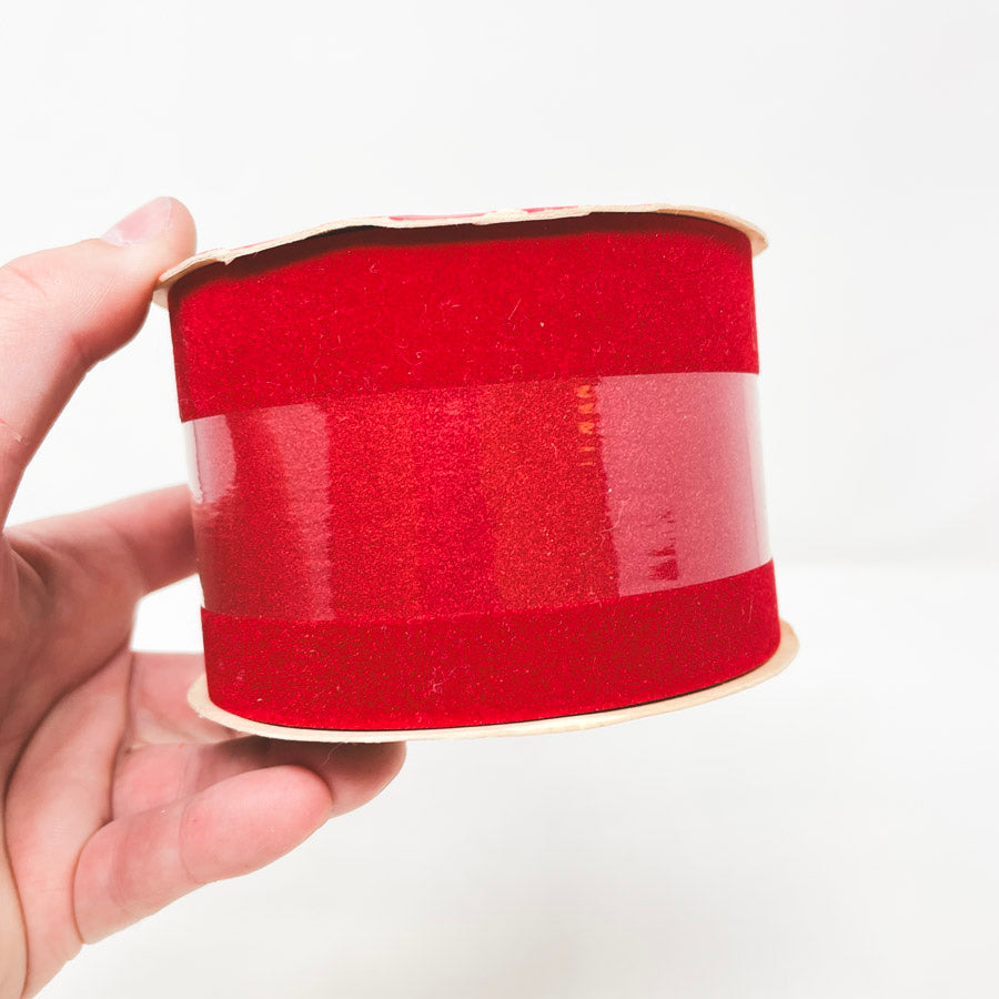 Wide Red Velvet Holiday Ribbon Roll (1)