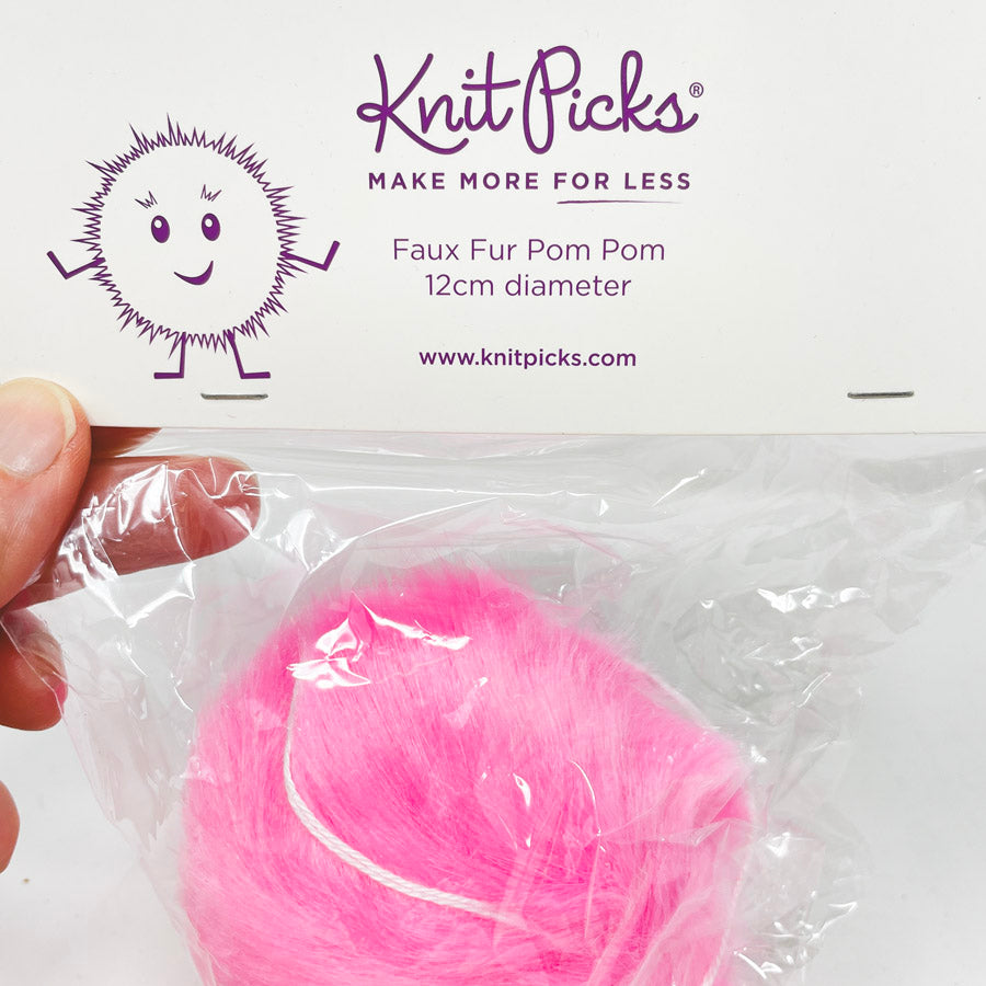 Knit Picks Pink Faux Fur Pom Pom